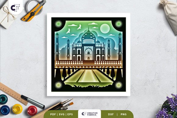 Crafting Depth: A Practical Look at the Taj Mahal India 3D Shadow Box Template