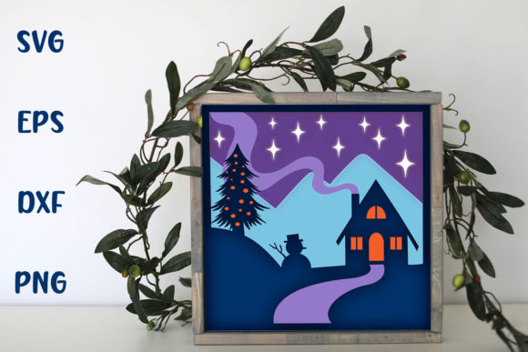 Crafting Depth: The Art of the Winter Landscape Shadow Box with 5 SVG Layers