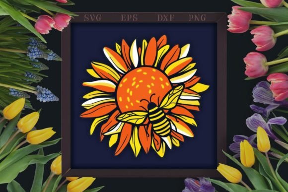Crafting Depth: The Sunflower Bee Shadow Box 3 Layers Design