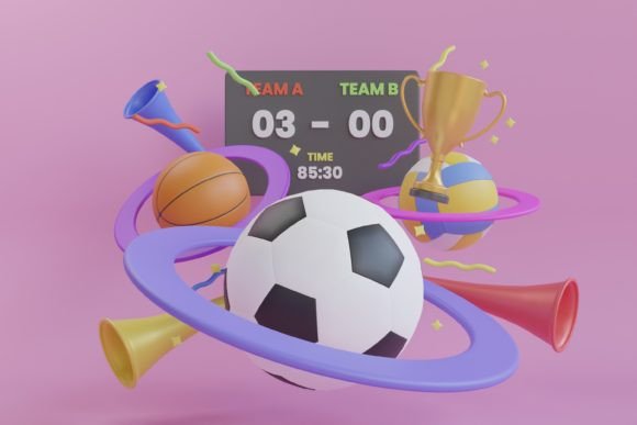 Dynamic 3D Illustration of Sports Match Designs