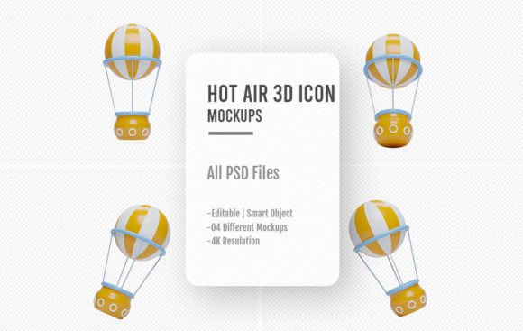 Elevate Your Brand with 04 Hot Air Balloon 3d Icons
