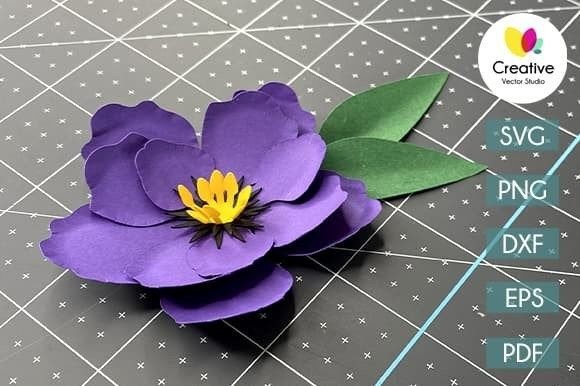 Elevating Digital Craftsmanship with Violet Paper Flower SVG Template №15