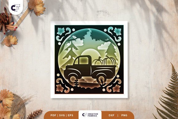 Fall Pumpkin Truck 3D Shadow Box SVG Guide