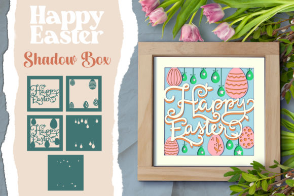 Happy Easter Shadow Box: 5 SVG Layers