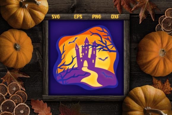 Haunted Castle Halloween Shadow Box SVG Guide