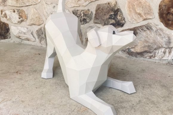 Playful Labrador Paper Sculpture for Modern Decor