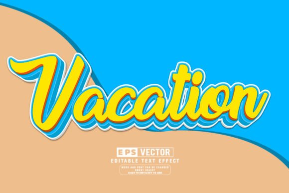 Vacations 3d Editable Text Effect Vector